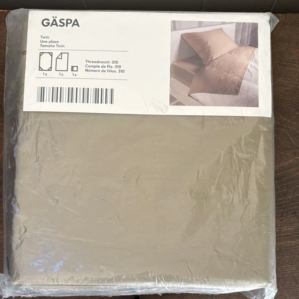 IKEA GÄSPA Twin Sheet Set in Taupe 100% Cotton New! - Picture 1 of 5